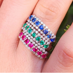 Ring gold 18k with Diamonds & Emeralds, Rubins, Sapphires