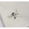 Obsigno gemelli iniziali argento 925 e onice - lettera V