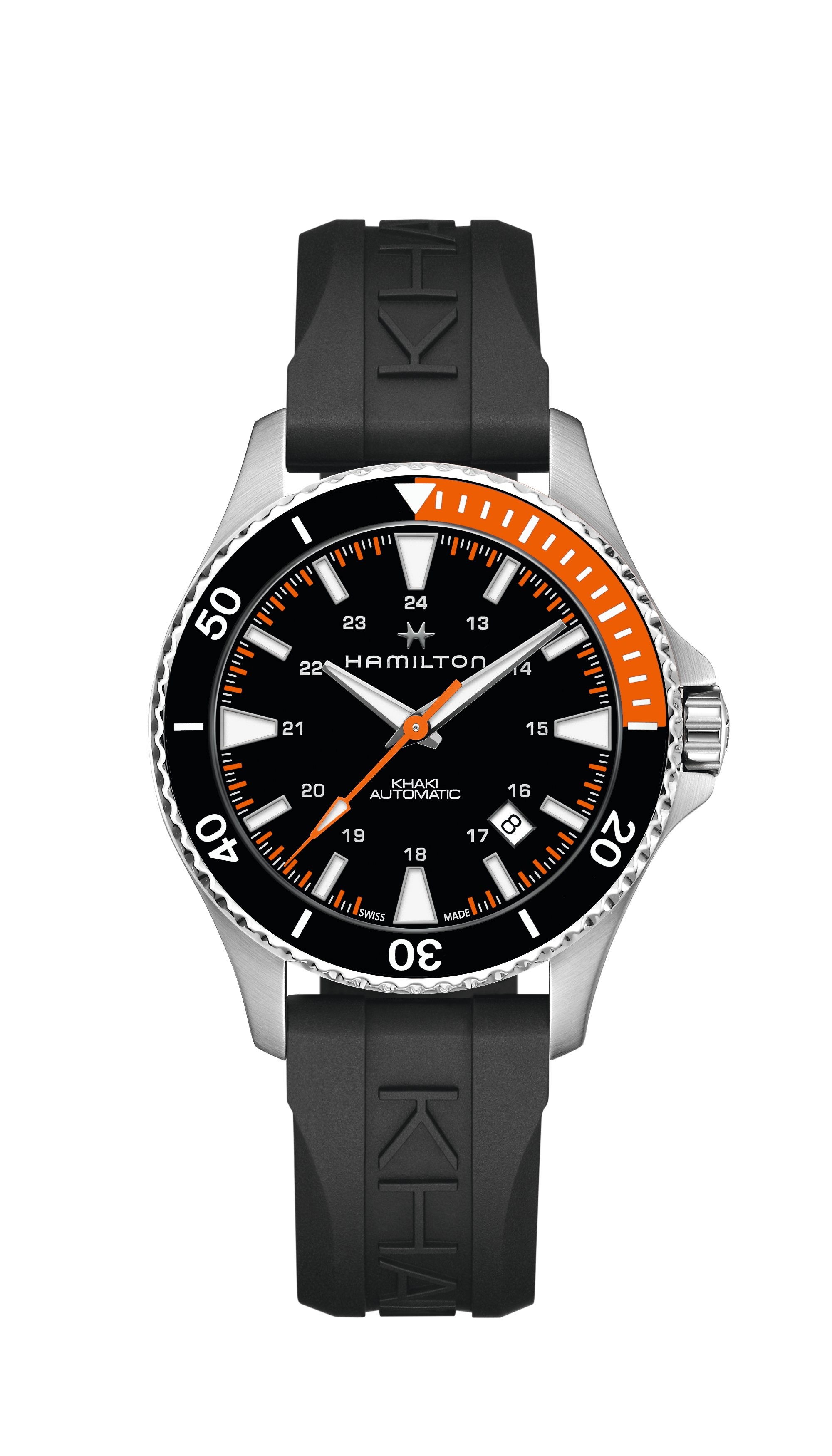 Hamilton khaki navy online scuba orange