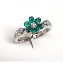 Flower Ring Emeralds & Diamonds ct. 0,33 & White Gold 18kt ref. AN405S